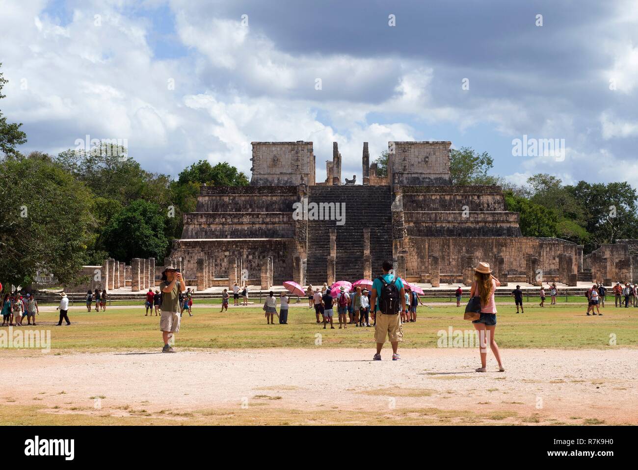 Il Messico e la penisola dello Yucatan, Chichen Itza antiche città maya sono classificati come patrimonio mondiale dall' UNESCO, il Templo de Los Guerreros Foto Stock
