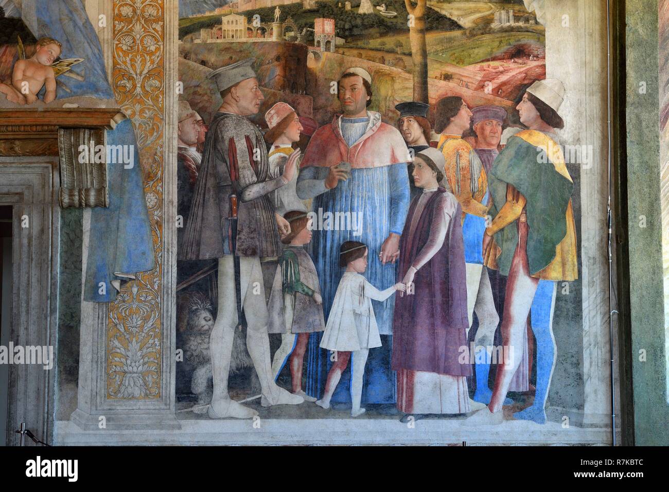 L'Italia, Lombardia, Mantova (Mantova), classificato come patrimonio mondiale dall'UNESCO, il Palazzo Ducale, la famosa residenza dei Gonzaga, castello di San Giorgio (Castello di San Giorgio), Sposi" Camera (Camera degli Sposi), opera di Andrea Mantegna tra 1465 et1474 Foto Stock