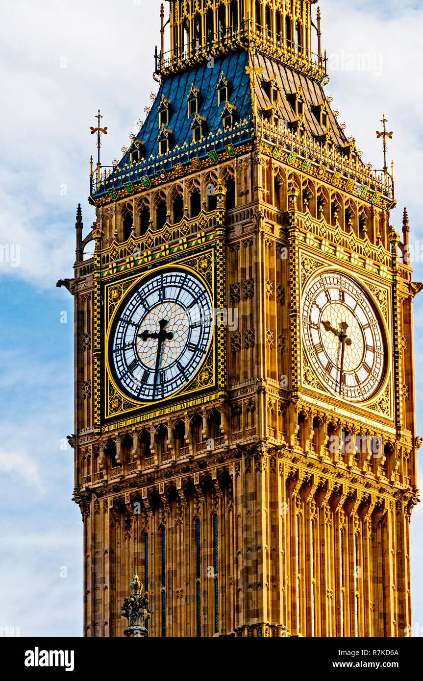 Big Ben, clock tower presso la Casa del Parlamento, il London; Glockenturm Big Ben am Parlament a Londra Foto Stock