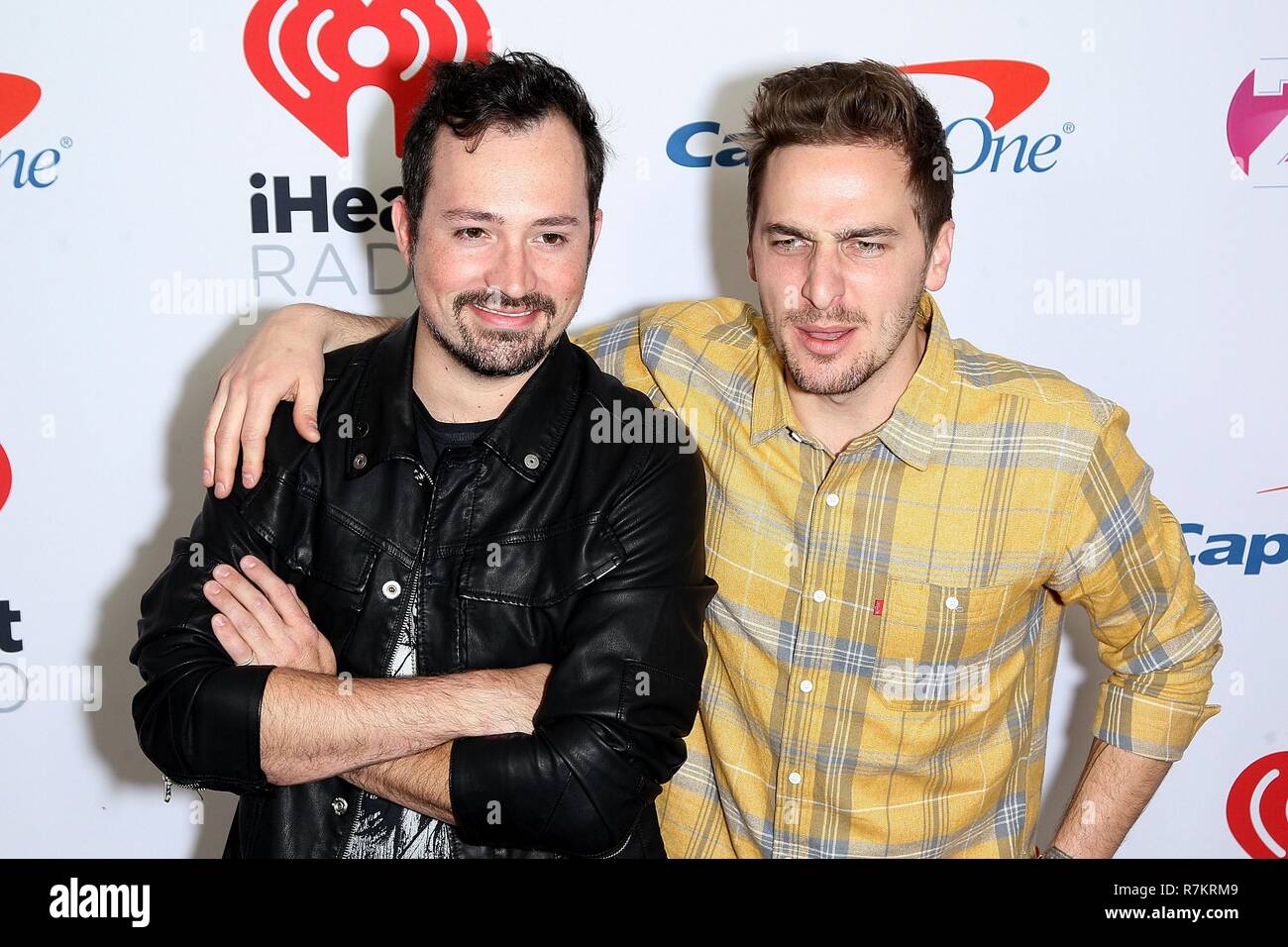 New York, NY, STATI UNITI D'AMERICA. Il 7 dicembre, 2018. Dustin cinghia, Kendall Schmidt presso gli arrivi per Z100's Jingle Ball 2018 presentato dalla capitale uno, il Madison Square Garden di New York, NY Dicembre 7, 2018. Credito: Steve Mack/Everett raccolta/Alamy Live News Foto Stock