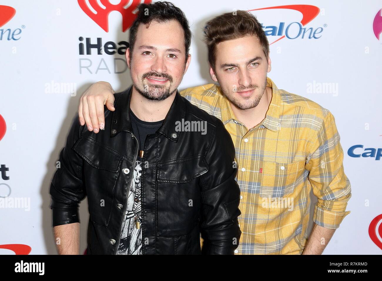 New York, NY, STATI UNITI D'AMERICA. Il 7 dicembre, 2018. Dustin cinghia, Kendall Schmidt presso gli arrivi per Z100's Jingle Ball 2018 presentato dalla capitale uno, il Madison Square Garden di New York, NY Dicembre 7, 2018. Credito: Steve Mack/Everett raccolta/Alamy Live News Foto Stock