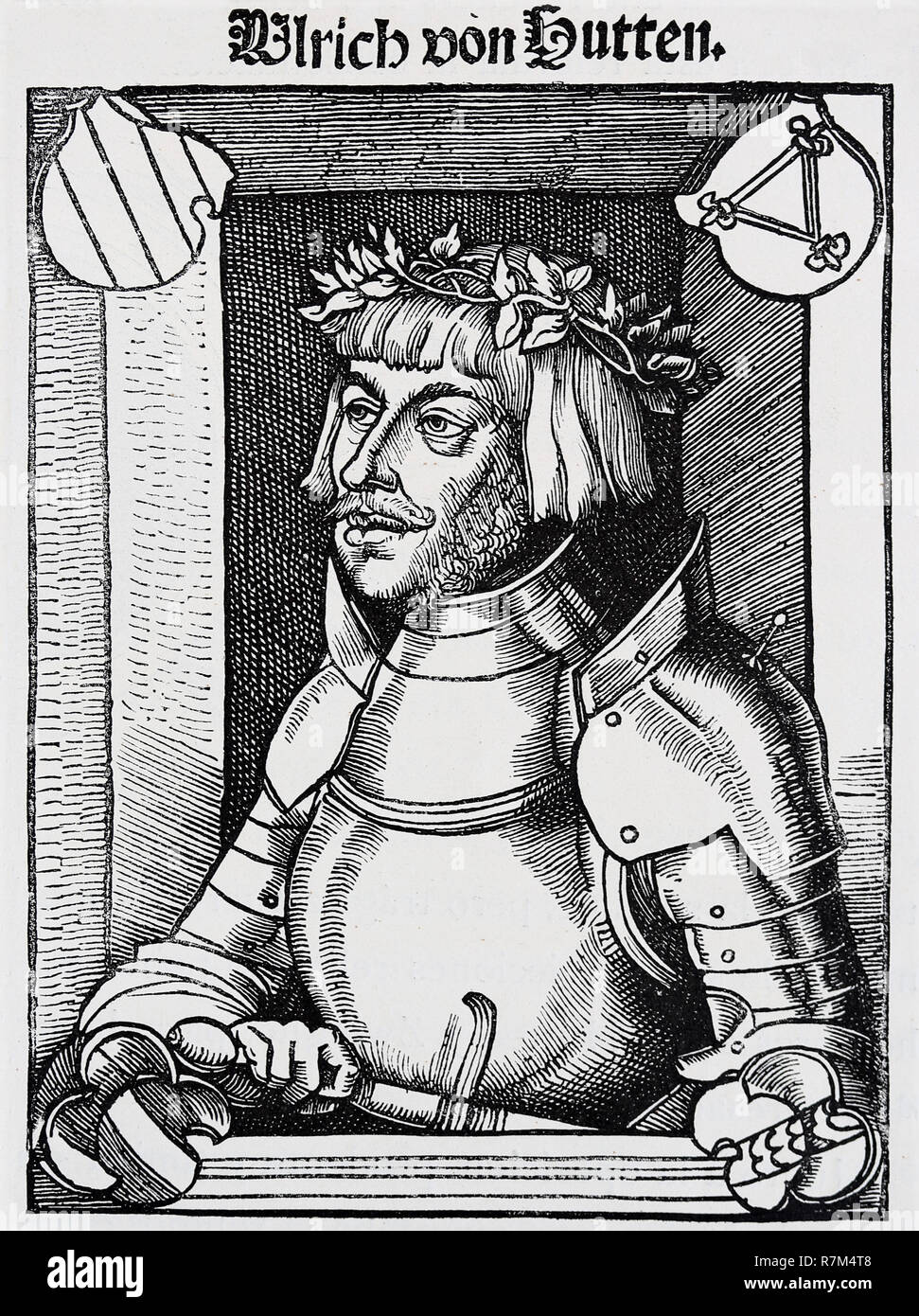 Ulrich von Hutten (1488-1523). Umanista tedesco. Seguace di Martin Lutero e riformatore protestante. Ritratto di E. Schon, 1520. Foto Stock