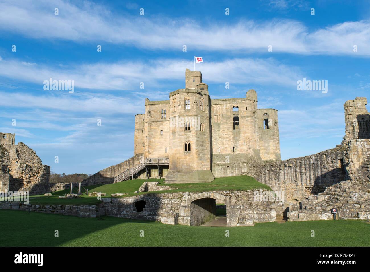Warkworth Castle Morpeth, Northumberland Foto Stock