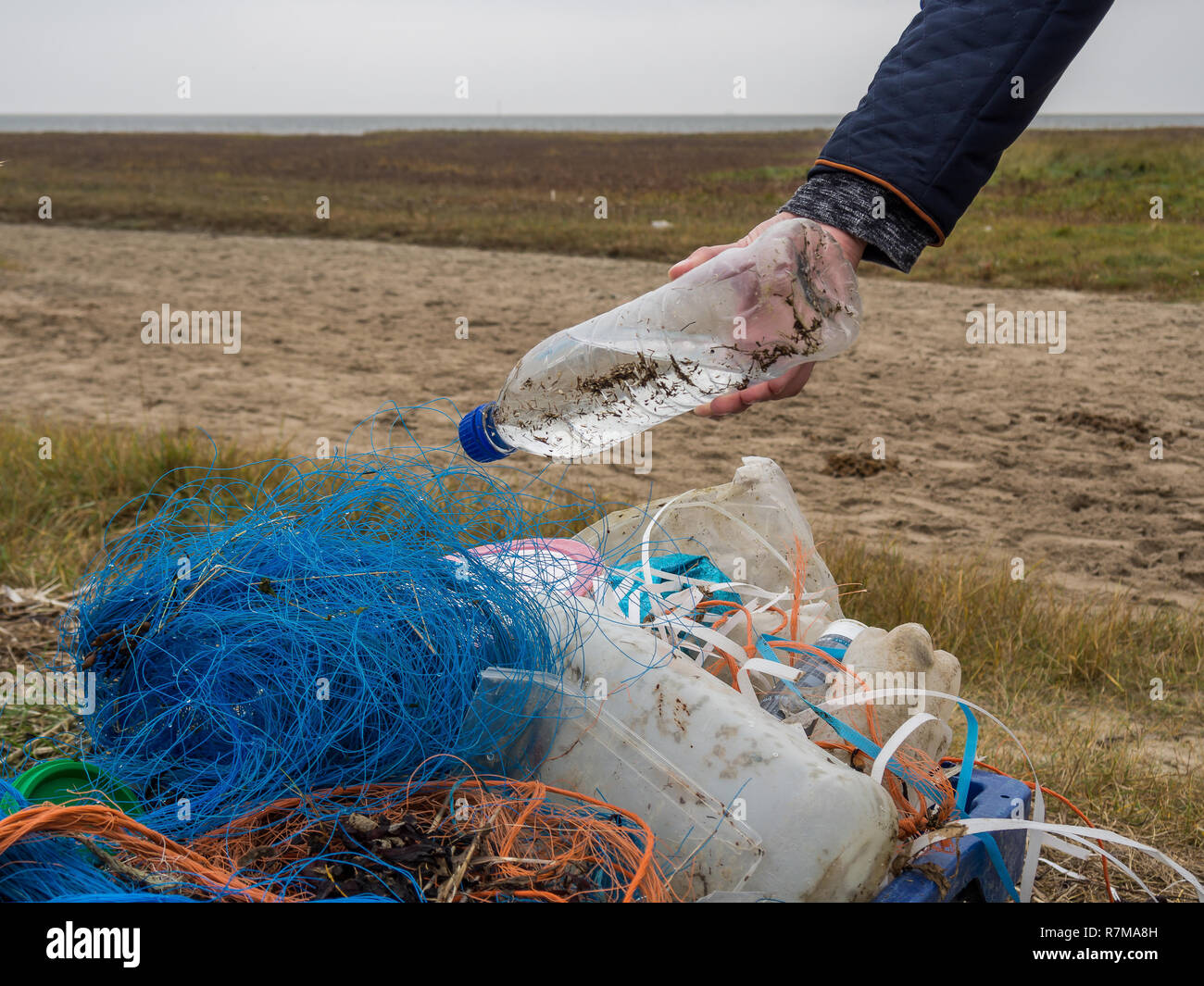 Mare del Nord dei rifiuti di plastica Foto Stock