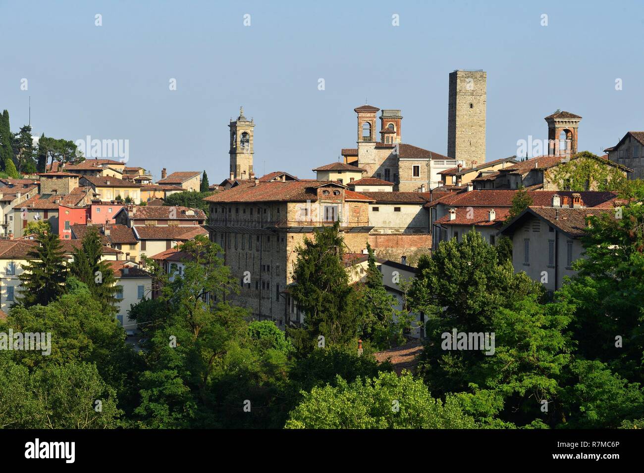 L'Italia, Lombardia, Bergamo, la città alta (superiore City) Foto Stock