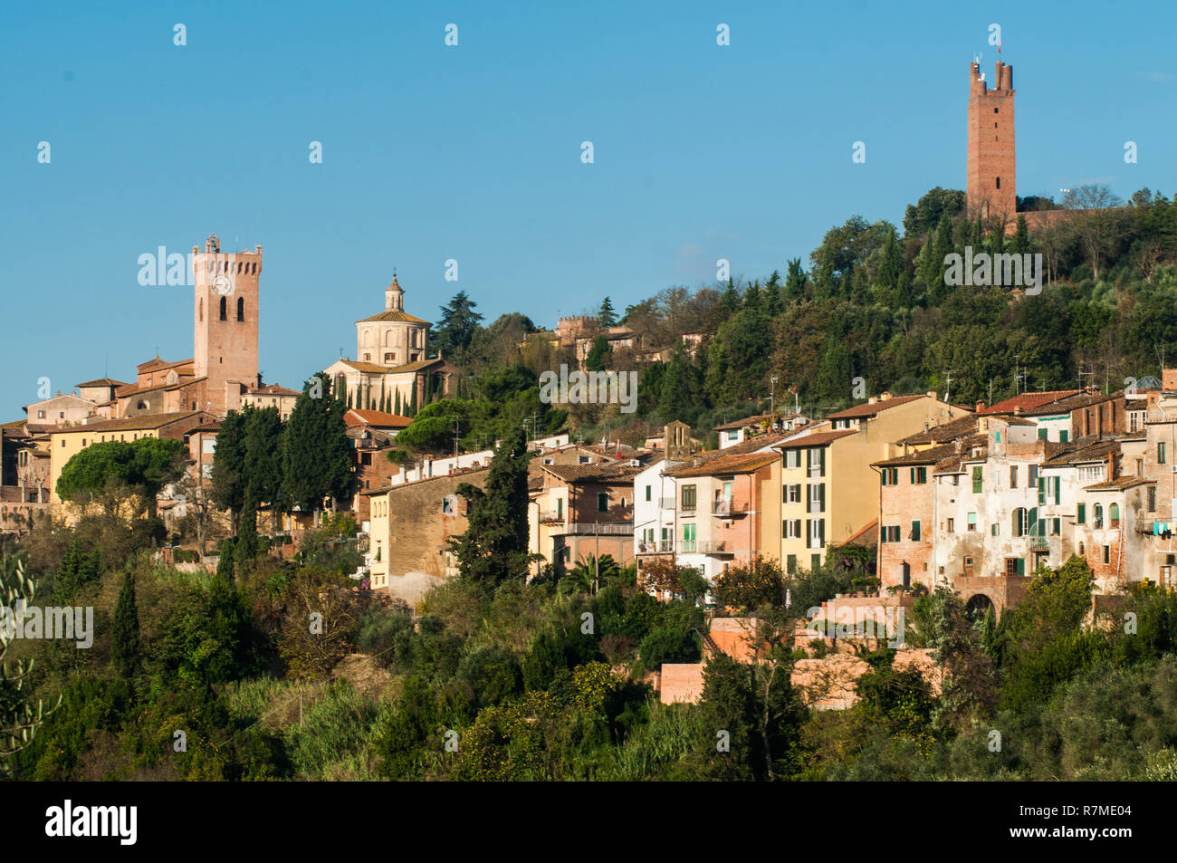 Panoramica di San Miniato con Federico la torre e la Cattedrale Foto Stock