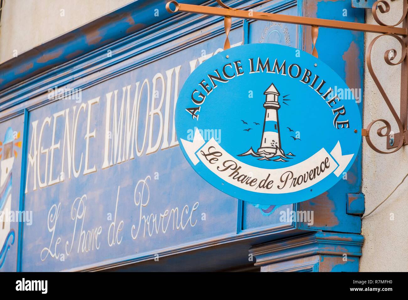 Francia, Bouches du Rhone, Marsiglia, agenzia immobiliare segno Foto Stock