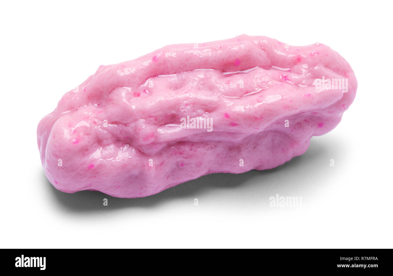 Masticati Rosa Buble Gum isolati su sfondo bianco. Foto Stock