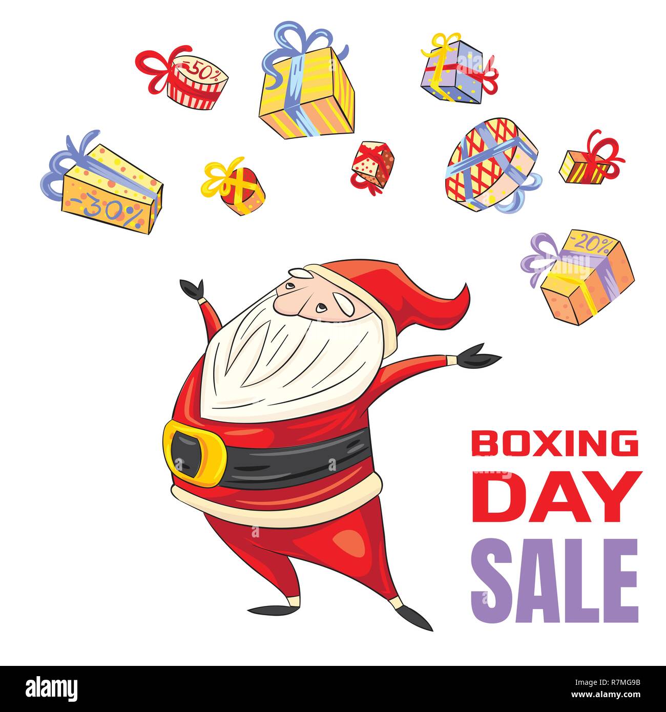 Boxing day vendita concetto banner. Cartoon illustrazione di boxing day vendita concetto vettoriale banner per il web design Illustrazione Vettoriale