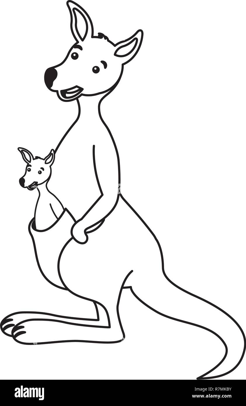Kangarro e baby Australian wildlife Illustrazione Vettoriale