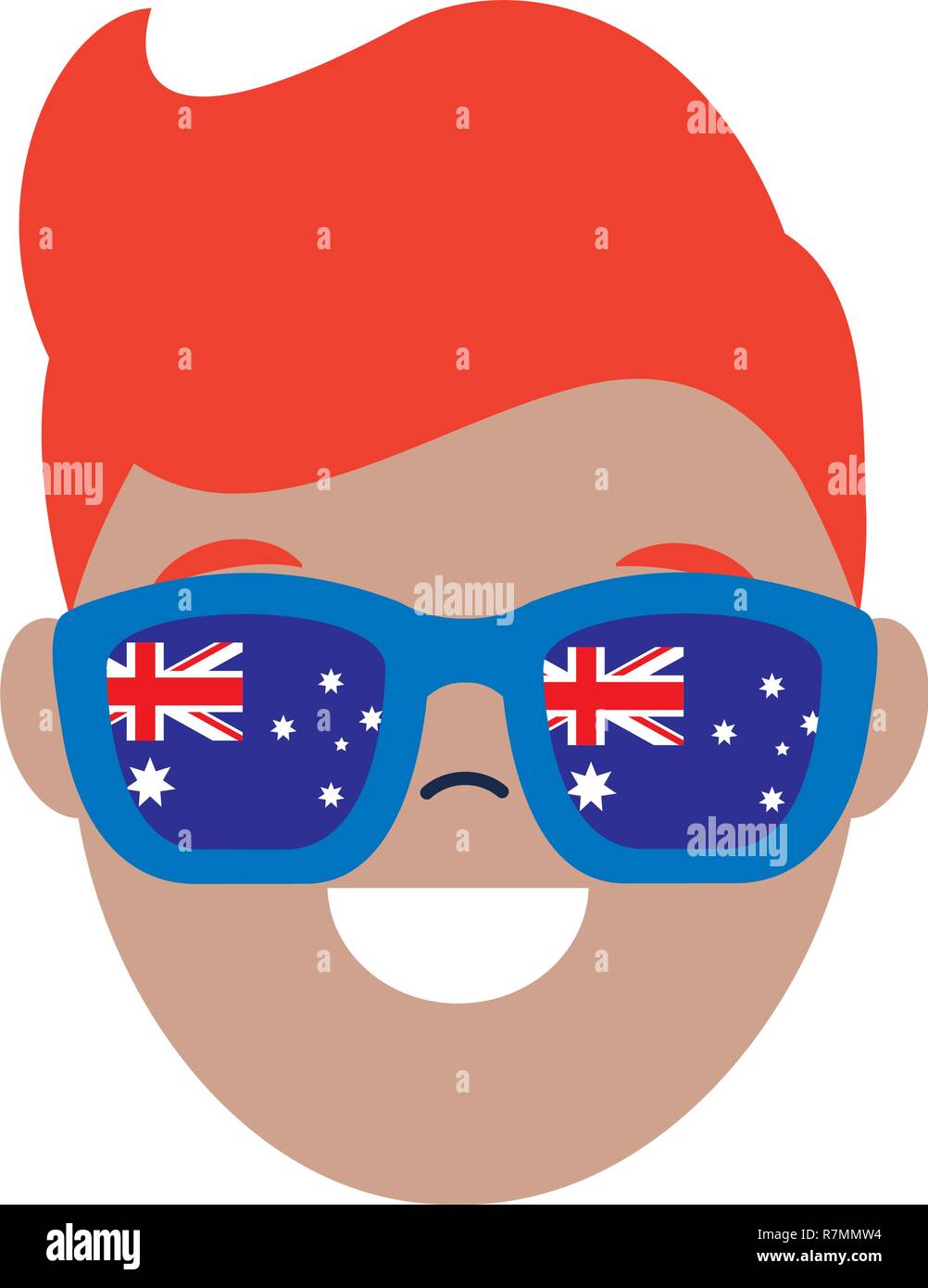 Viso uomo indossando occhiali da sole australiano Illustrazione Vettoriale