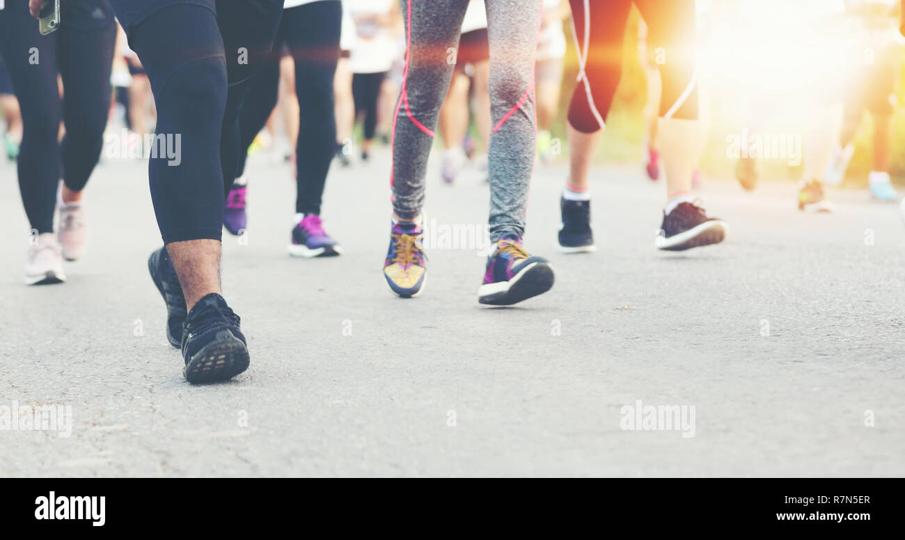 Motion Blur di maratona in esecuzione Foto Stock