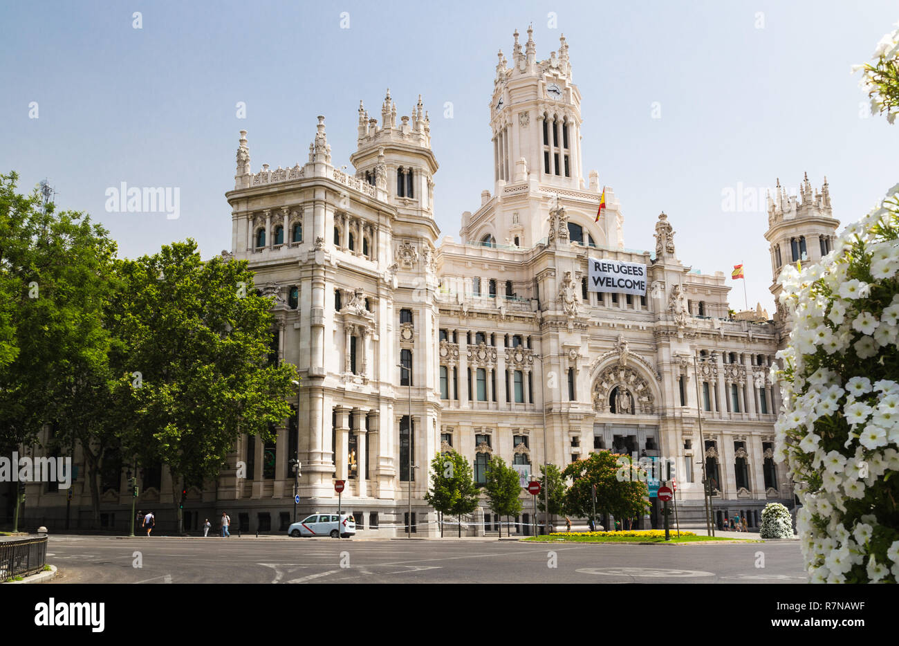 Madrid City Hall (Palacio de las Comunicaciones) nella Plaza de Cibeles Foto Stock
