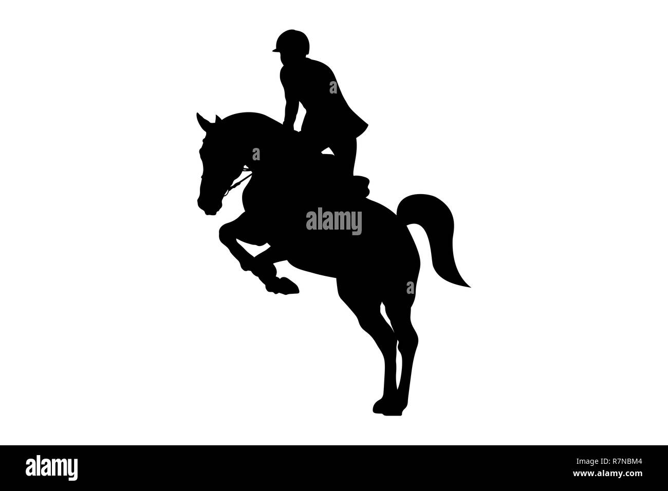 Sport Equestri uomo rider cavallo silhouette nera Foto Stock