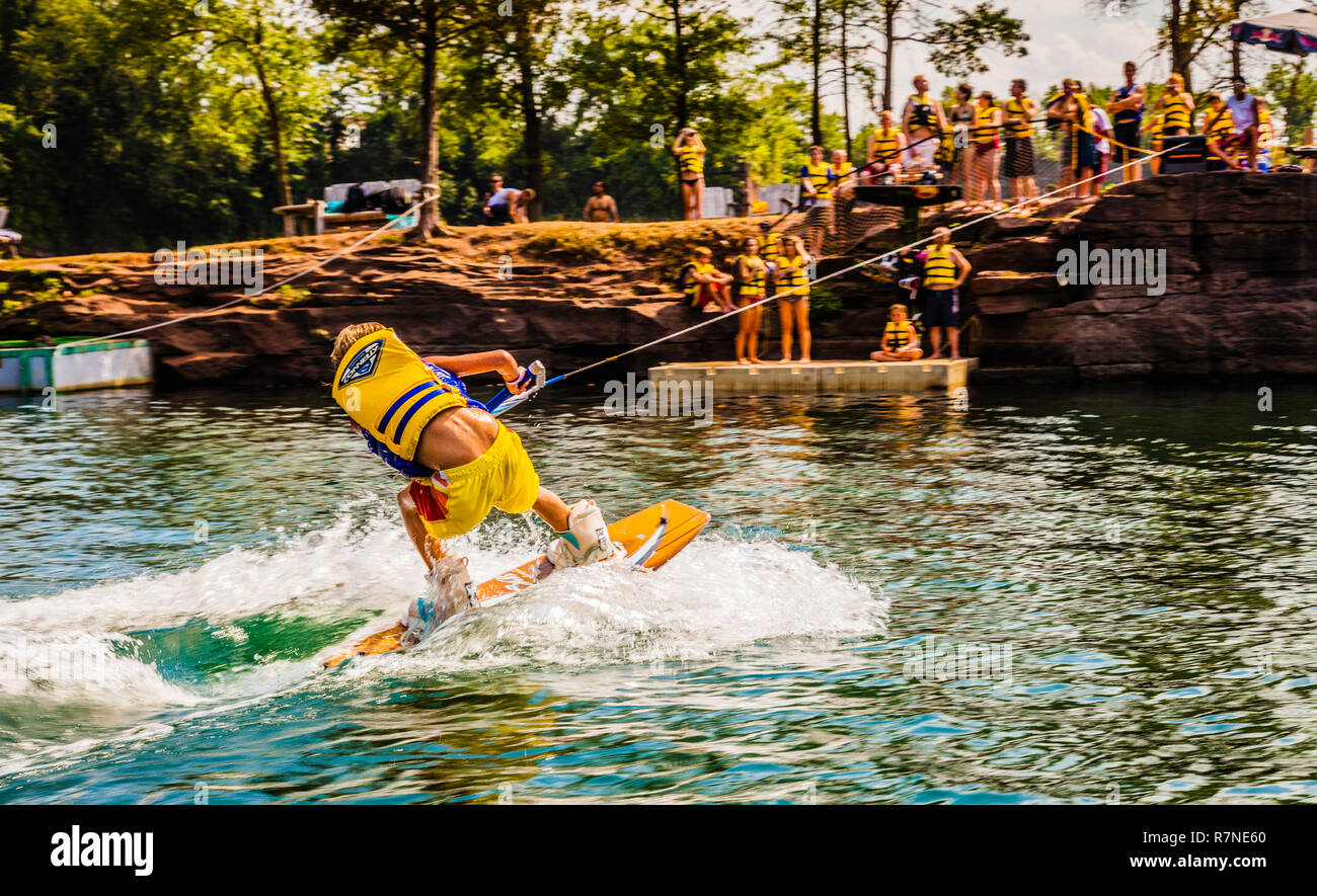 L'Arenaria Waterboarding esplorazione e scoperta Park   Portland, Connecticut, Stati Uniti d'America Foto Stock