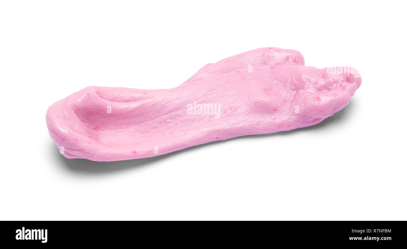 Rosa masticato gomma isolati su sfondo bianco. Foto Stock