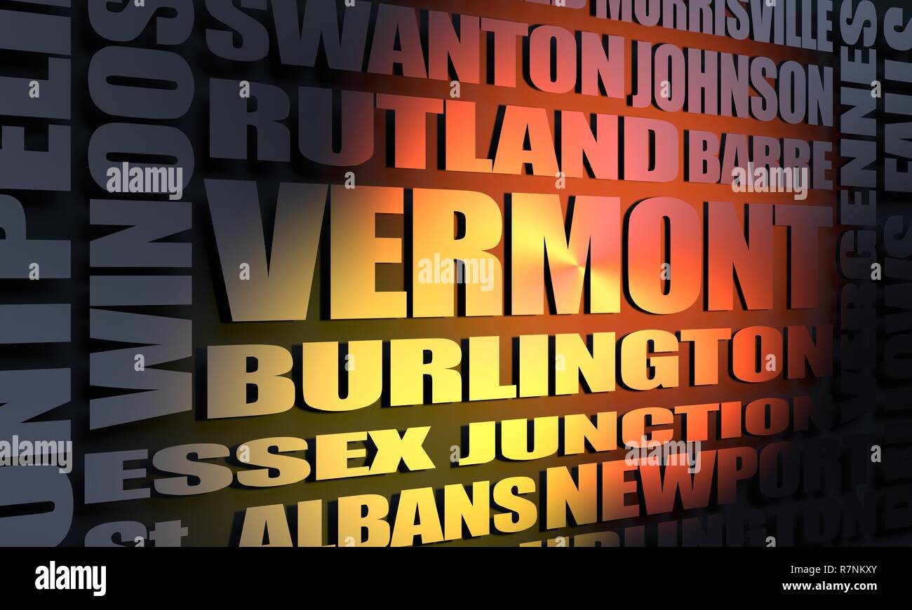 Stato del Vermont elenco delle città Foto Stock