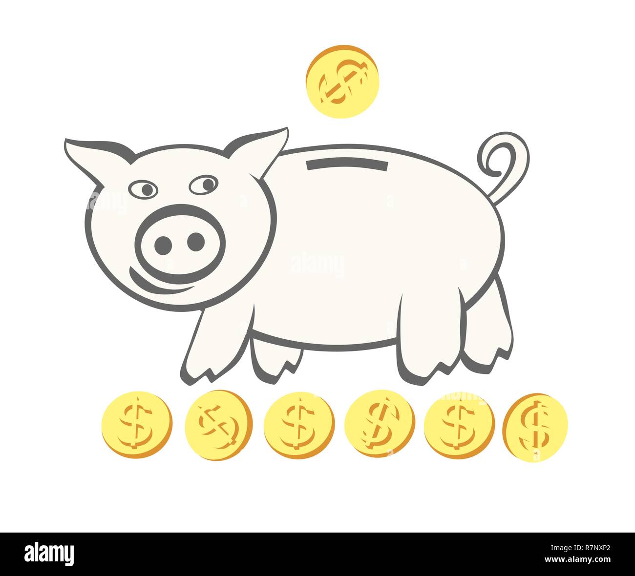 Contenitore per il risparmio di denaro, conformata come un maiale. Illustrazione Vettoriale