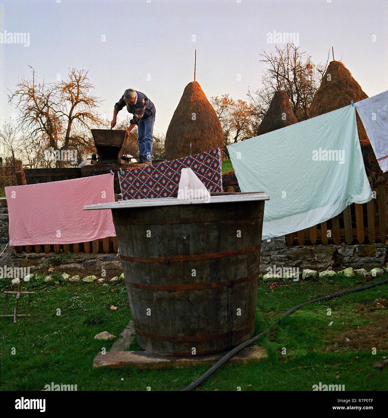 La Romania, Maramures, Breb, ultima comunità agricola dell'Europa Foto Stock