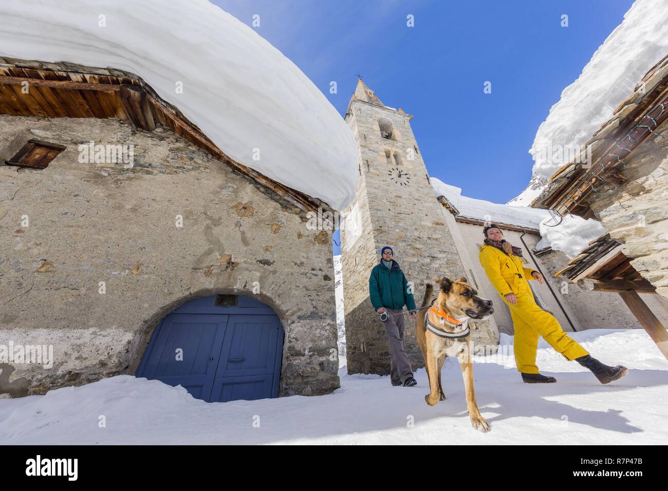 Francia, Savoie, Parco Nazionale della Vanoise, Bonneval sur Arc, etichettati Les Plus Beaux Villages de France (i più bei villaggi di Francia), il villaggio più alto della Haute Maurienne (1850 m) Foto Stock