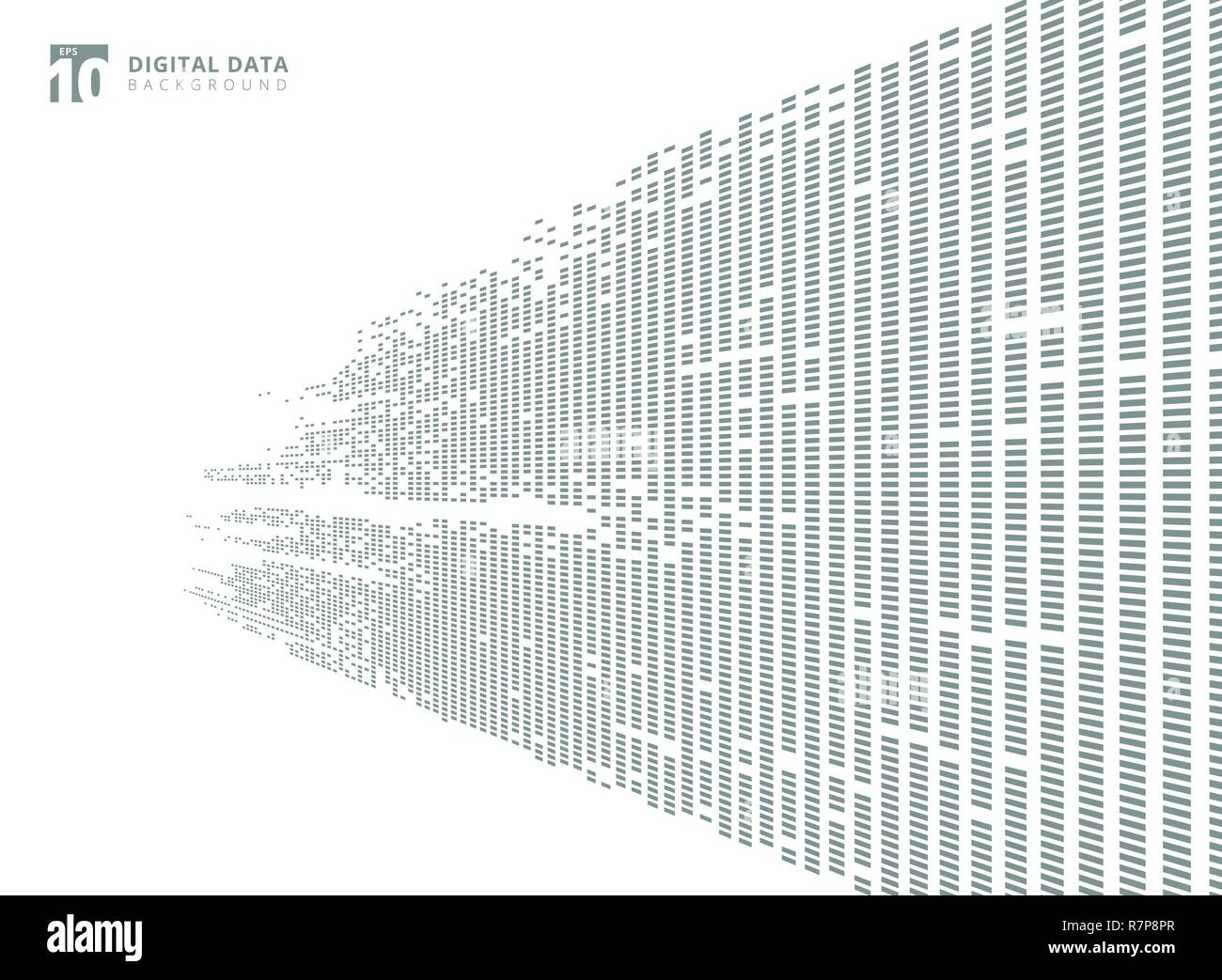 Tecnologia astratta dati digitali square pattern di grigio dei pixel di sfondo prespective con copia spazio. Vettore grafico illustrazione Illustrazione Vettoriale