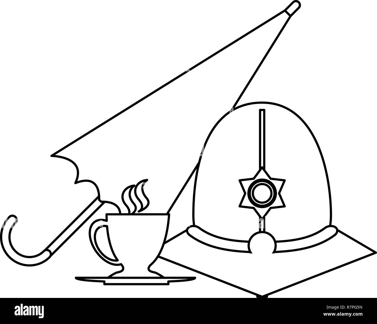 Londra custode casco in bianco e nero Illustrazione Vettoriale