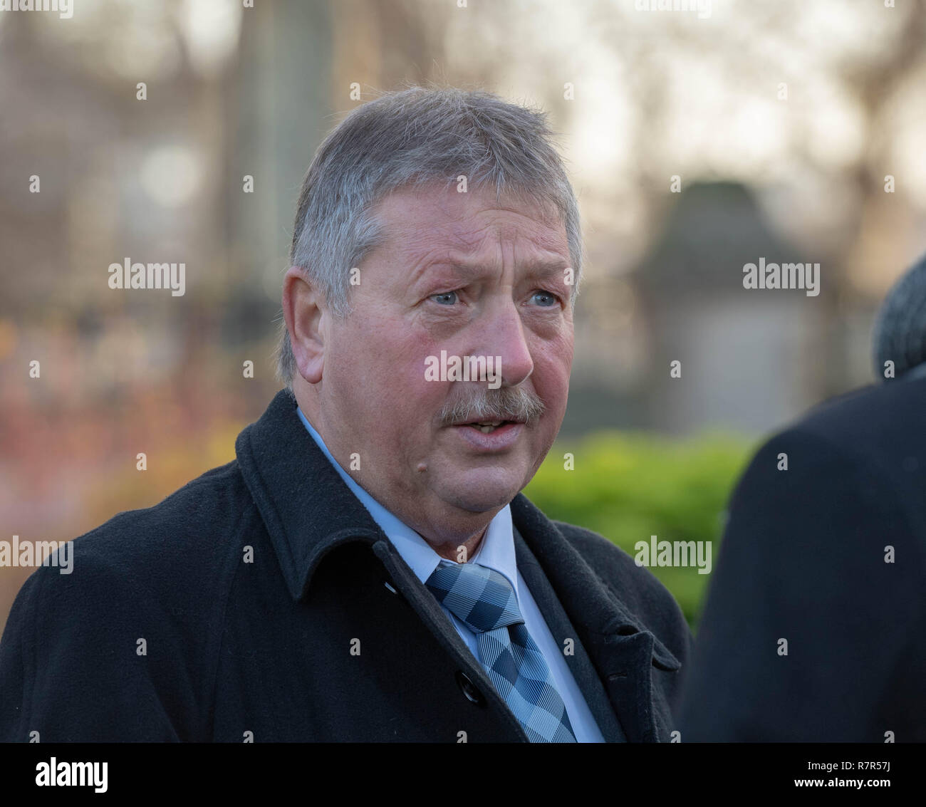 Londra, Regno Unito. 11 novembre 2018 Brexit alto dramma a Westminster Samuel Wilson è un politico dall'Irlanda del Nord che è un democratico partito unionista membro del parlamento di East Antrim parla di media circa il credito Brexit Ian Davidson/Alamy Live News Foto Stock