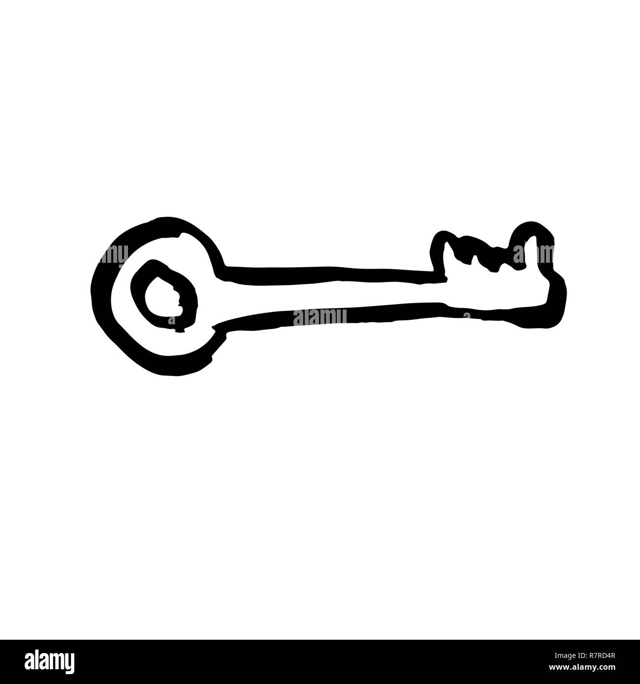 Icona di una chiave. Grunge spazzola chiave illustrazione. Illustrazione Vettoriale. Illustrazione Vettoriale