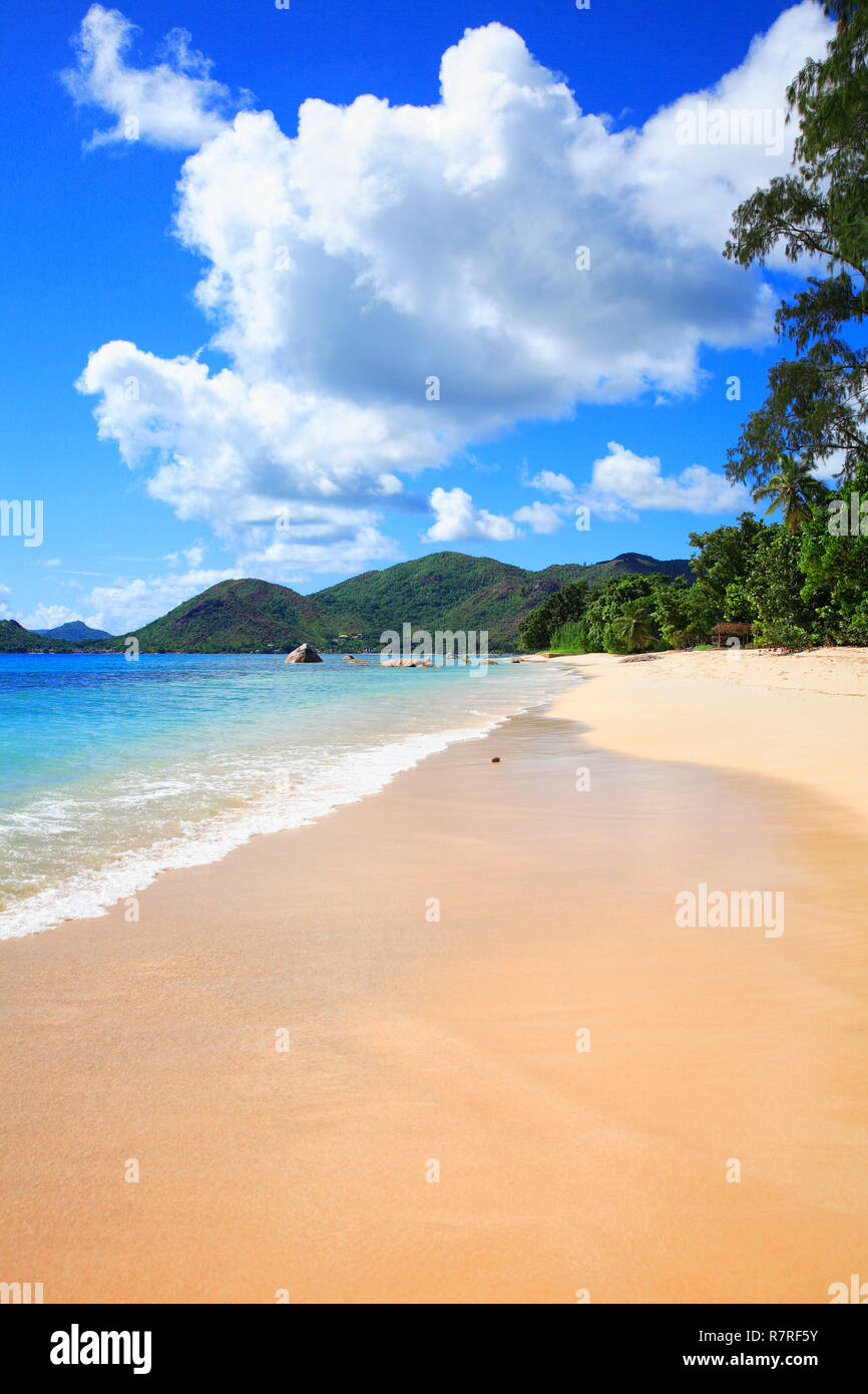 Anse Boudin Beach, Isola di Praslin, Repubblica delle Seicelle. Foto Stock