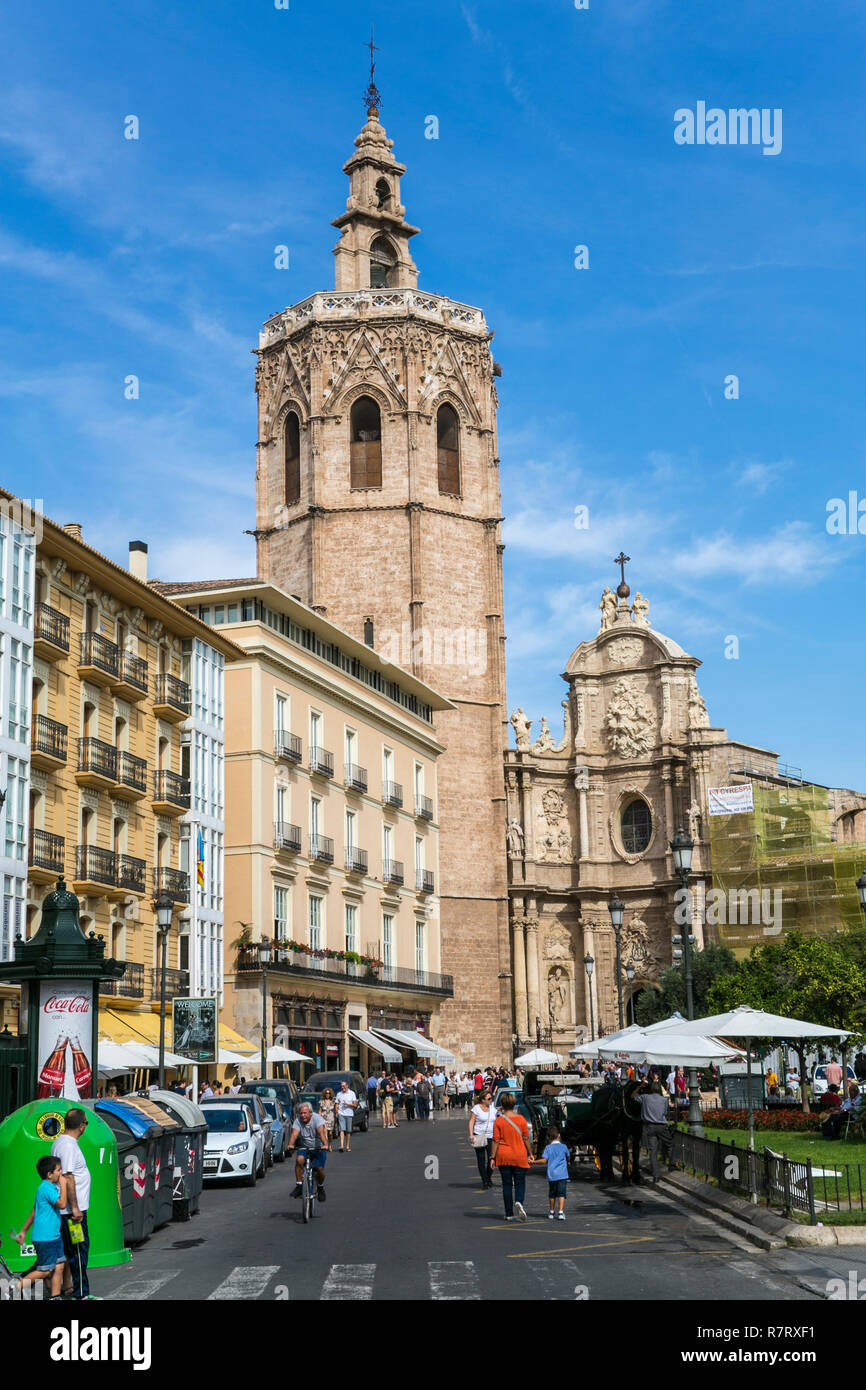 Il Miguelete, il campanile della chiesa di Santa Maria de Cattedrale di Valencia. Valencia. Comunidad Valenciana. Spagna Foto Stock