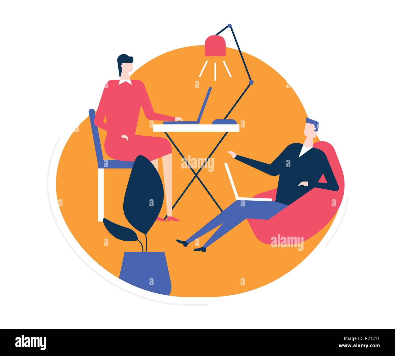 Coworking Space - piatto stile design illustrazione colorata Illustrazione Vettoriale