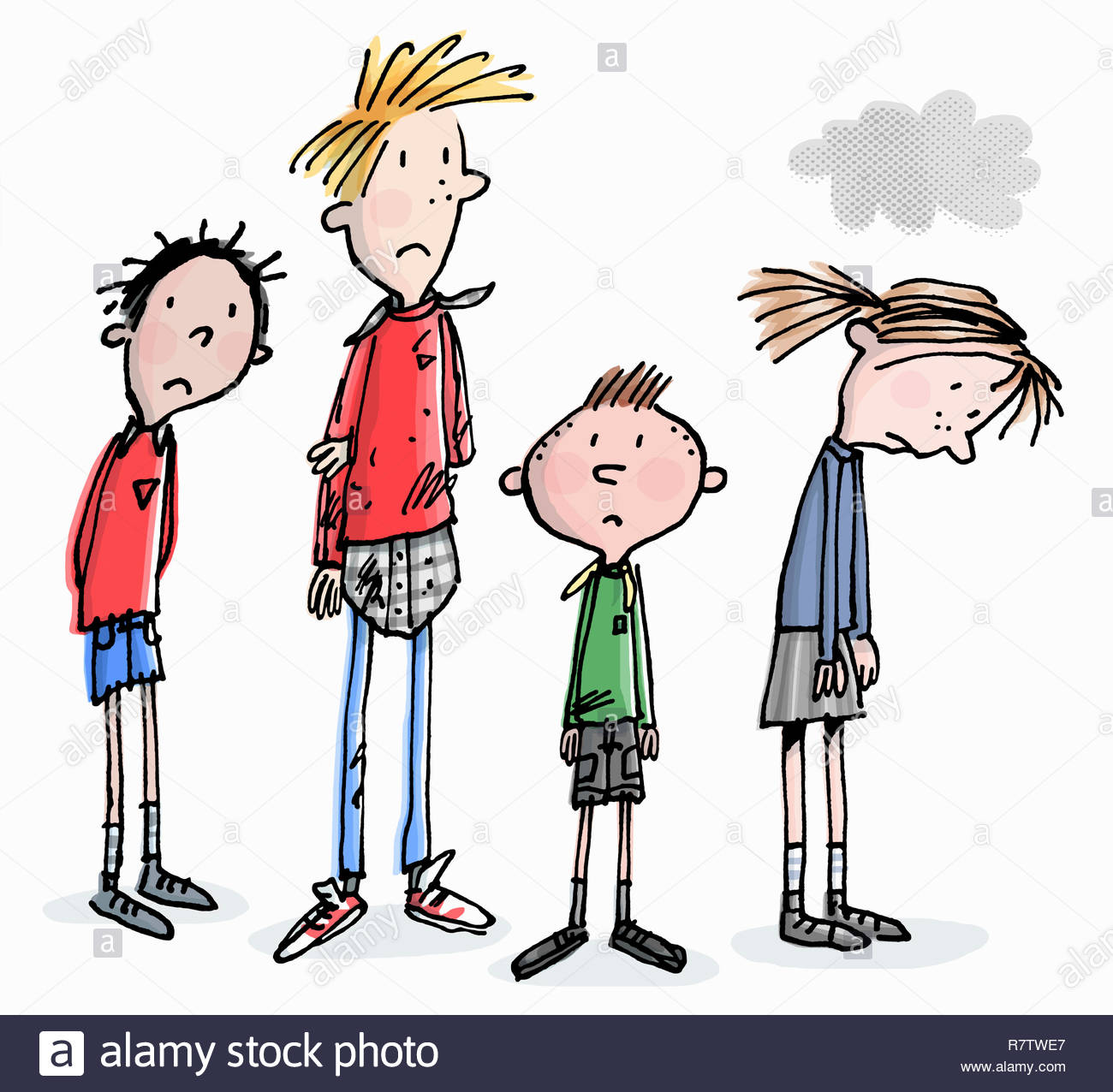 Fila di infelice la scuola dei bambini Foto & Immagine Stock ... Fila di infelice la scuola dei bambini Foto & Immagine Stock ...