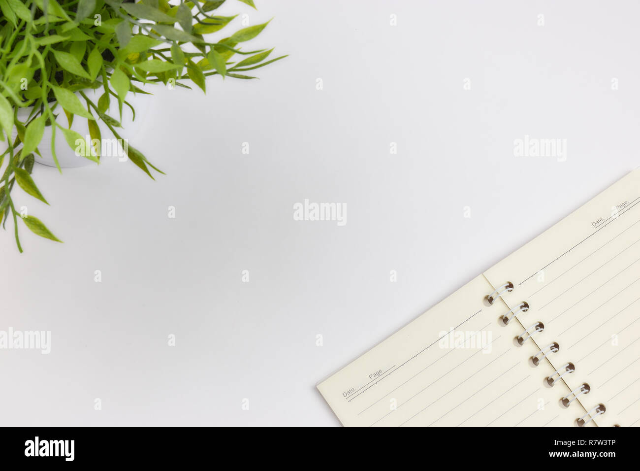 Concetto di registrazione dei vostri affari quotidiani. Blocco Note su uno sfondo bianco. Copiare il layout dello spazio Foto Stock