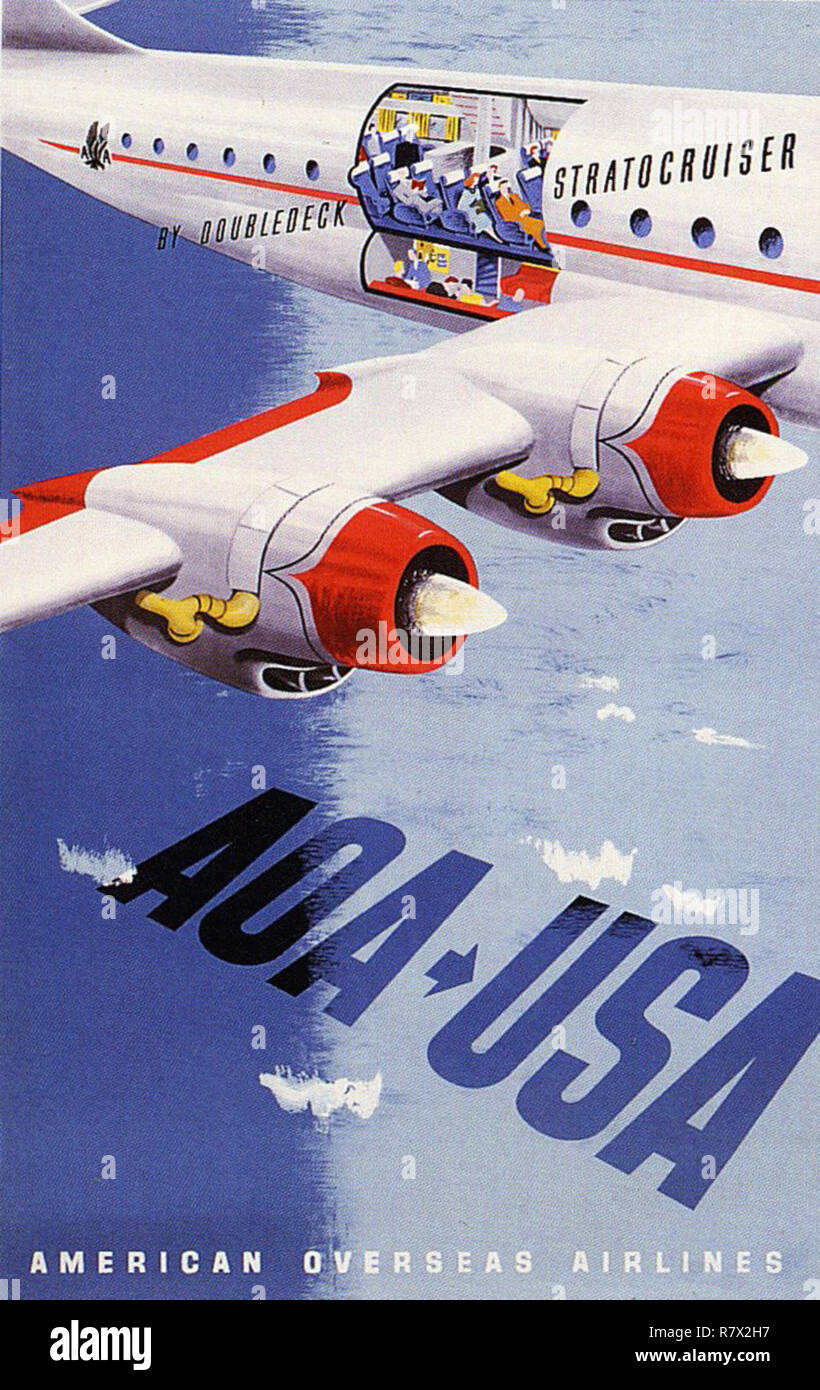 Aoa Airlines - Vintage poster di viaggio Foto Stock