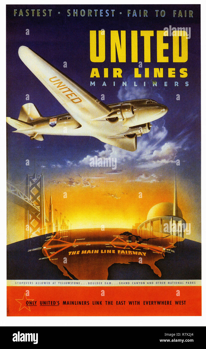 La linea principale Fairway - Vintage poster di viaggio Foto Stock