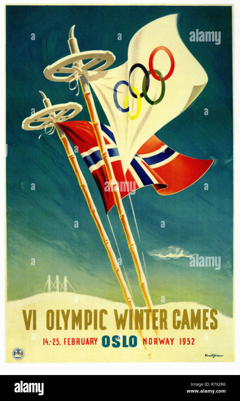 VI Giochi olimpici invernali di Oslo 1952 - Vintage poster di viaggio Foto Stock
