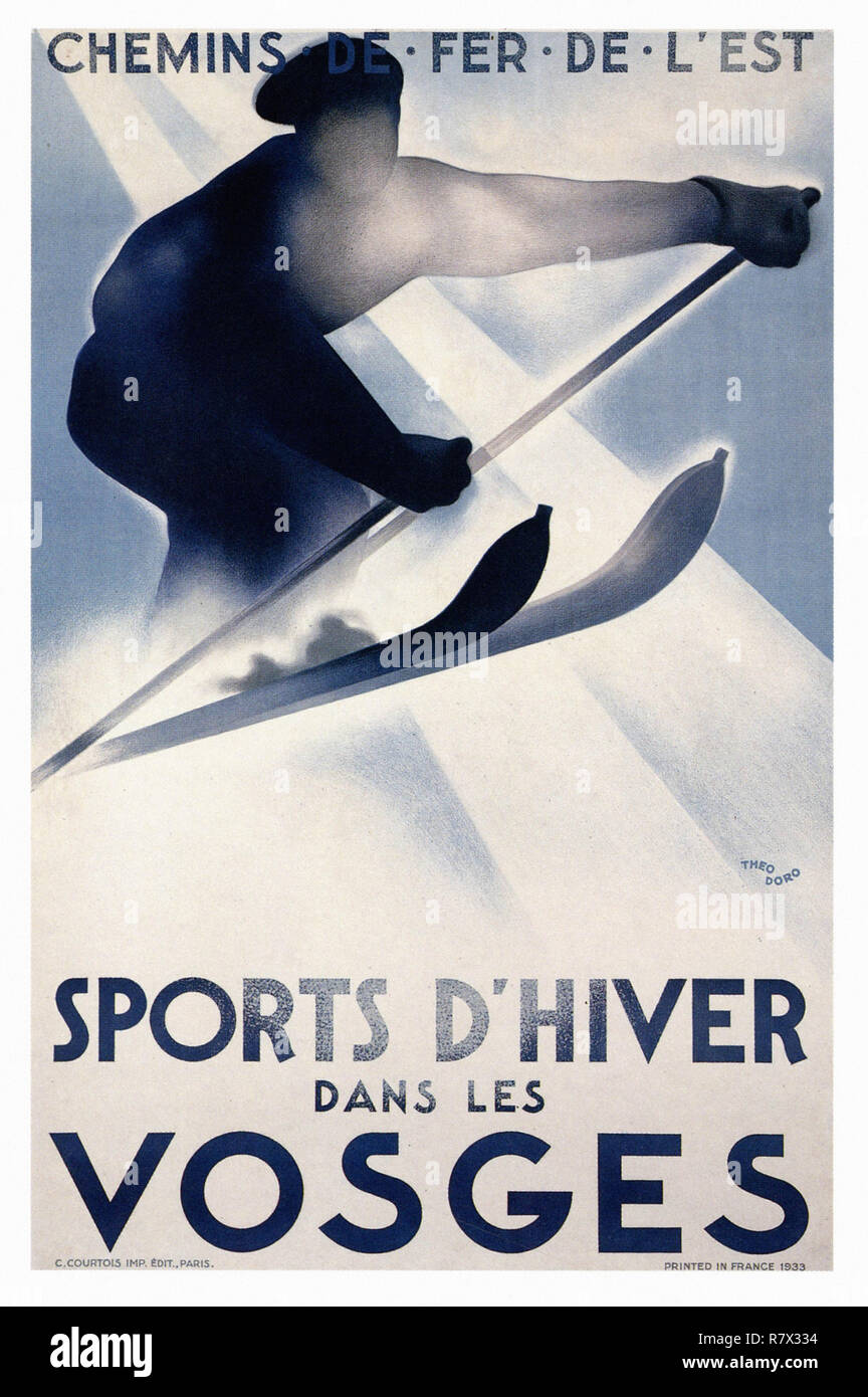 Ski Vosges - Vintage poster di viaggio Foto Stock