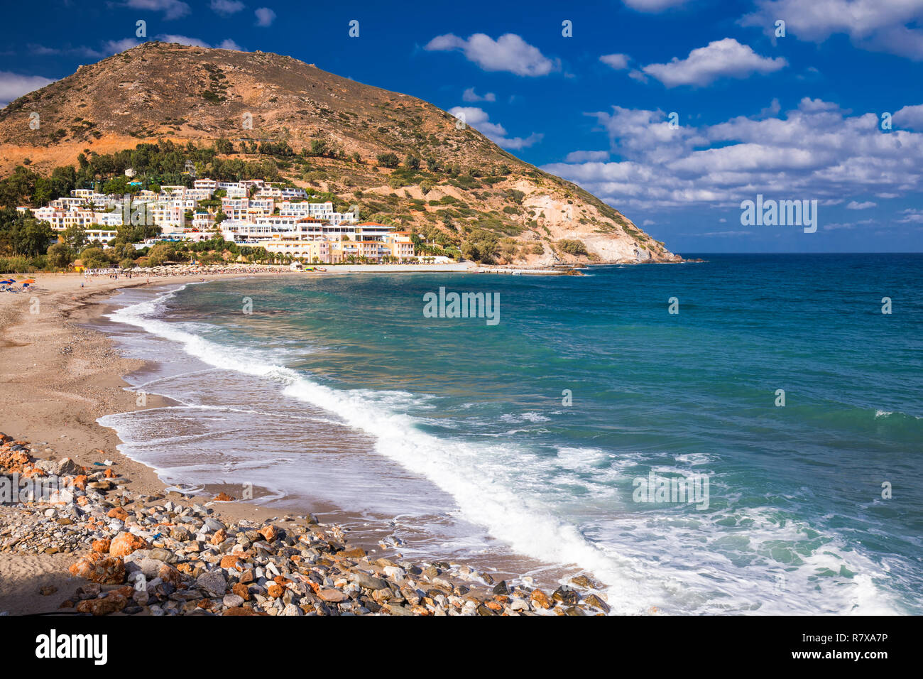 Fodele beach sull'isola di Creta con azure acqua chiara, la Grecia, l'Europa. Foto Stock