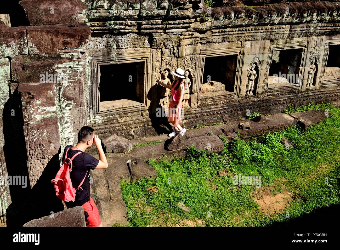 Cambogia Angkor elencati come patrimonio mondiale dall' UNESCO, Preah Khan di Angkor, costruito nel 1191 dal Re Jayavarman VII Foto Stock