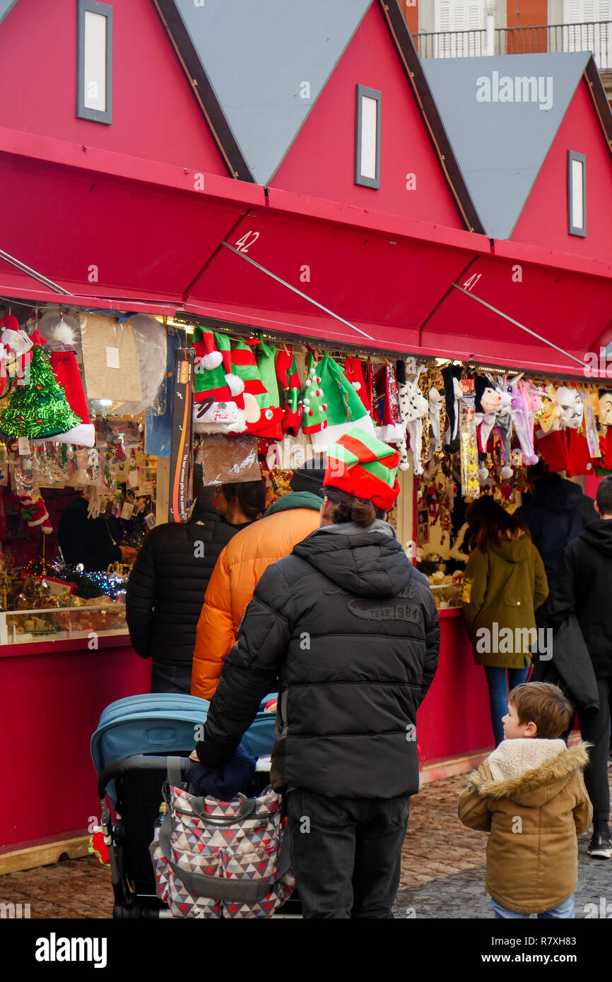 Mercato di Natale, Plaza Mayor, Madrid, Spagna Foto Stock