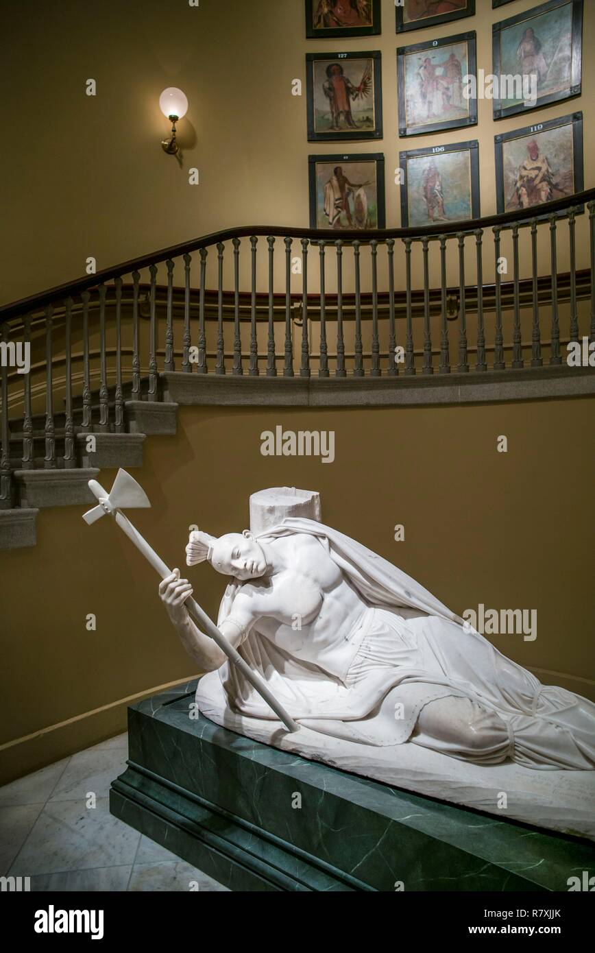 Stati Uniti, Distretto di Columbia, Washington, Reynolds Centro per l'arte americana, National Portrait Gallery, la scultura del morente Tecumseh da Ferdinando Pettrick Foto Stock