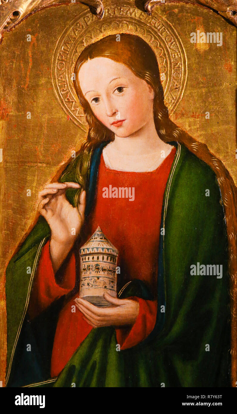 La pittura di Maria Maddalena la Pala di San Nicola (1500) nella Cattedrale di Monaco Foto Stock
