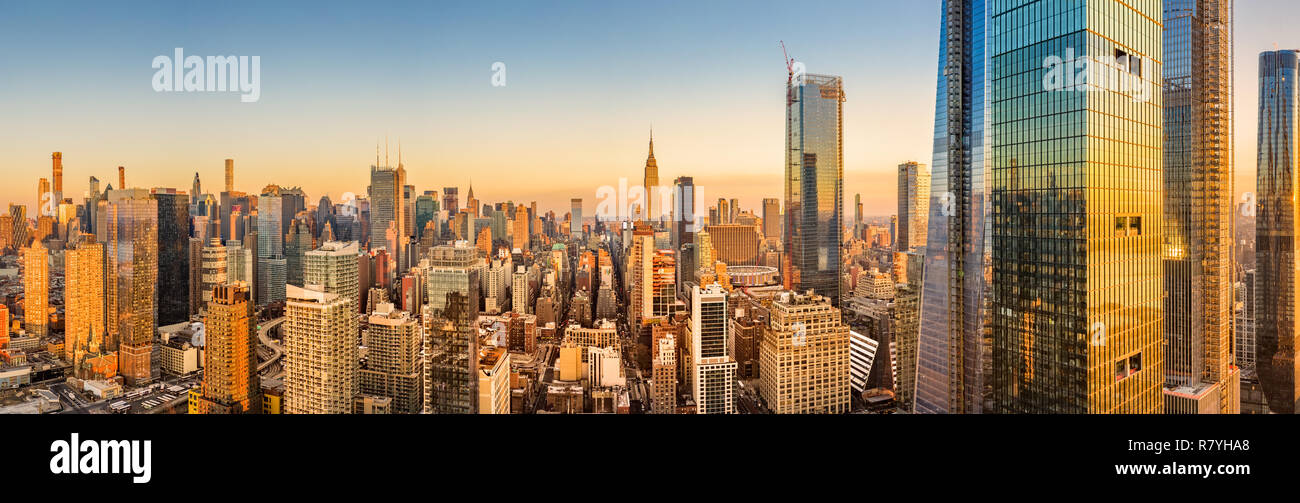 Panoramica aerea di skyline di New York Foto Stock