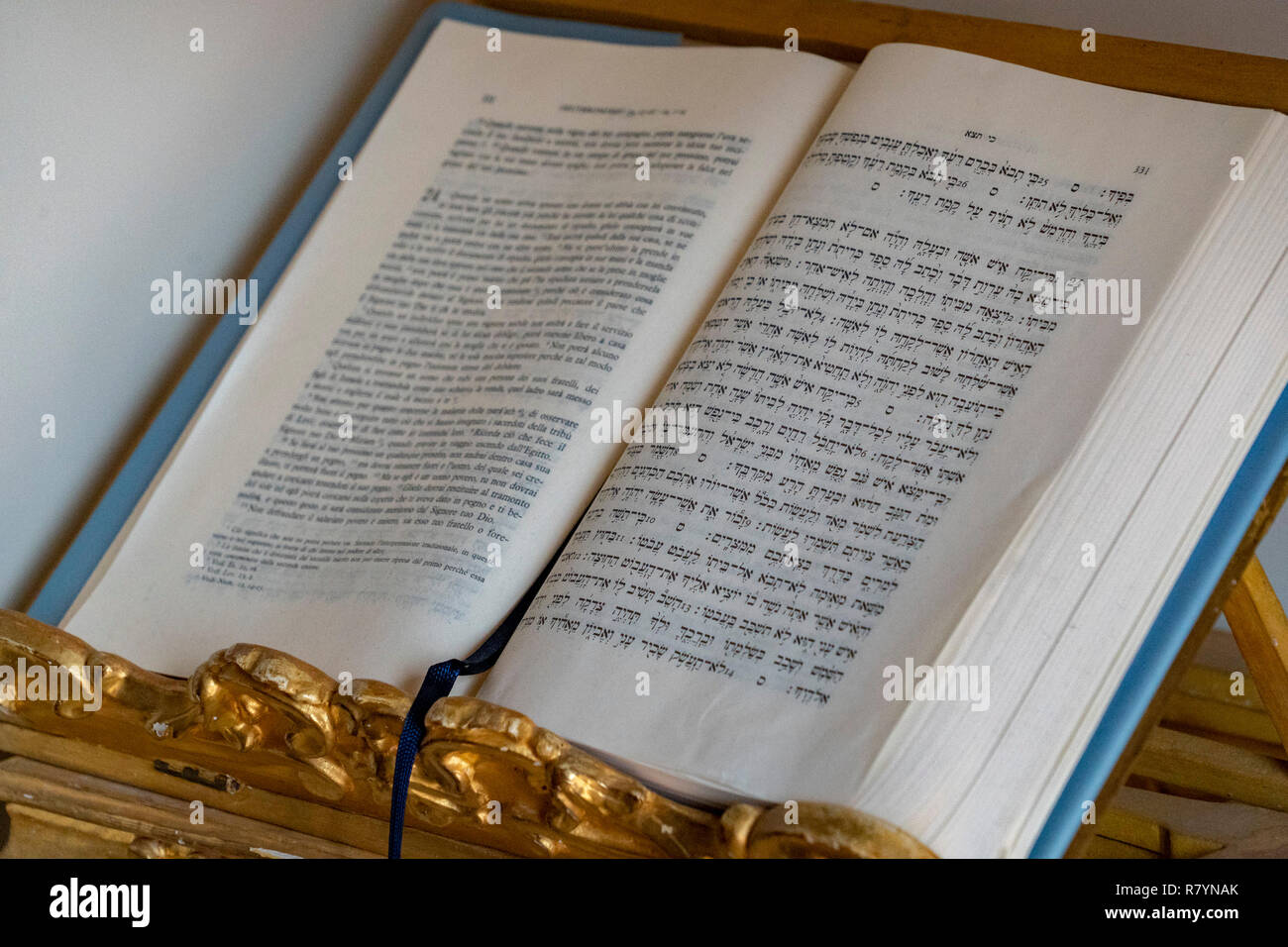 Rabbi prenota bilingue close up Foto Stock
