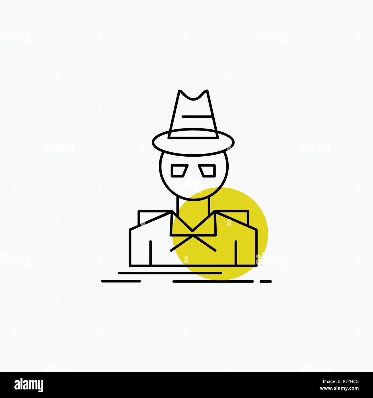 Detective, hacker, in incognito, spy, ladro Icona Linea Illustrazione Vettoriale