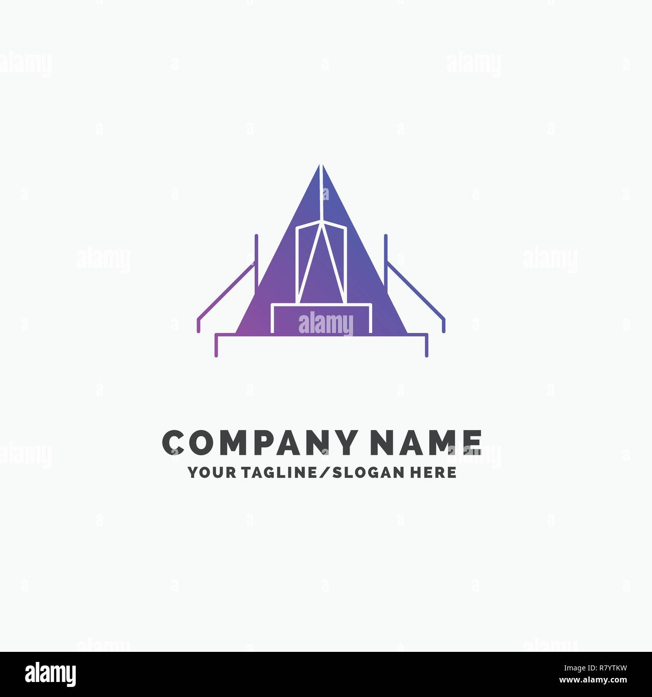 Tenda, camping, camp, campeggio, outdoor viola Logo aziendale modello. Posto per slogan. Illustrazione Vettoriale