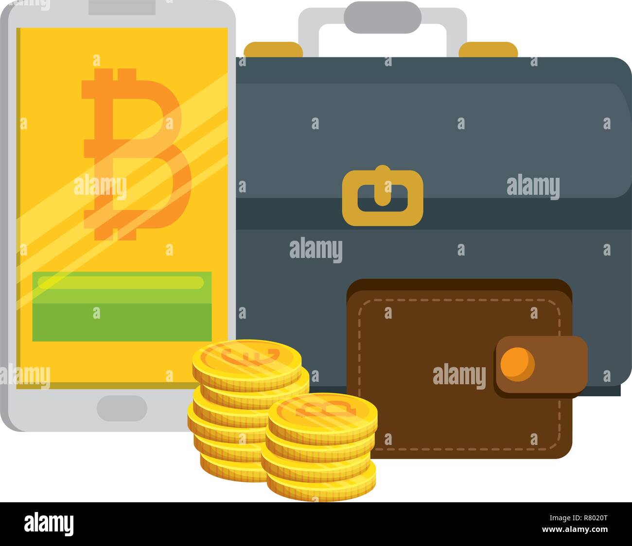 Smartphone con bitcoin commerce illustrazione vettoriale design Illustrazione Vettoriale