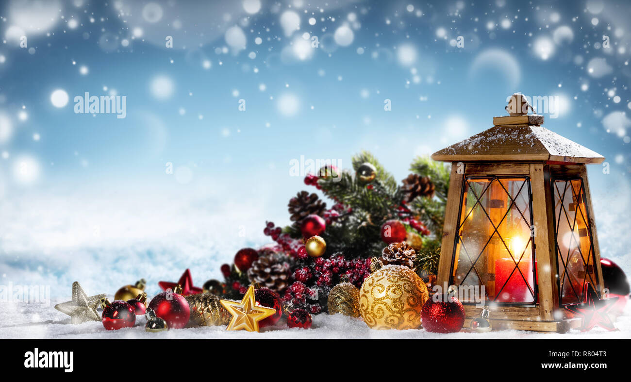 Lanterna con decorazione di Natale Foto Stock