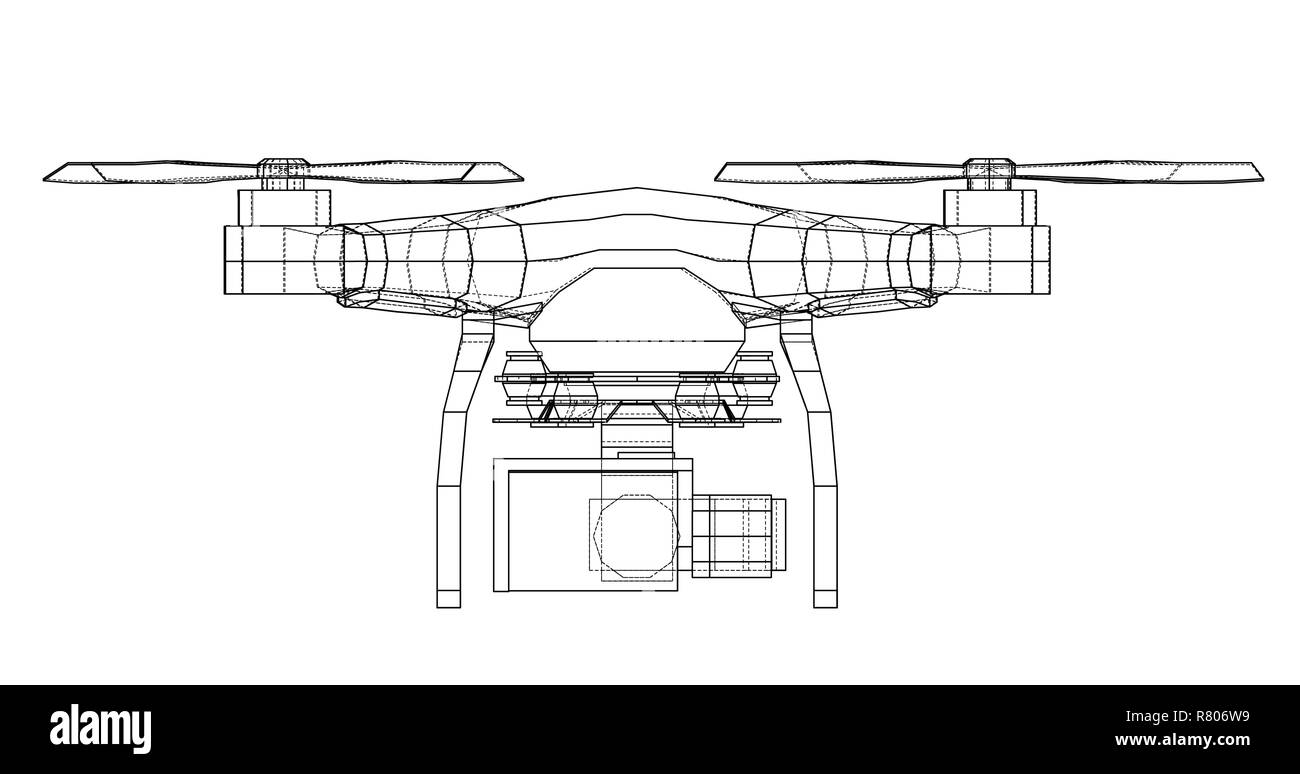 Drone concetto. Vettore di rendering 3D Illustrazione Vettoriale
