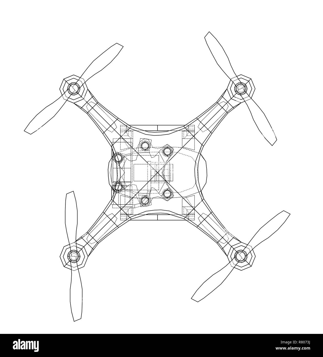 Drone concetto. Vettore di rendering 3D Illustrazione Vettoriale